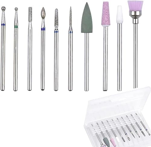 NAILWIND Nail Drill Bits Set Cuticle Tools, Electric Nail Drill Bits Kit 3/32",Nail Drill Machine for Nail Bits, Nail Polishing Clear and Care (SILVER, 10- PCS) - Image 6