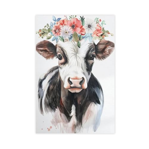 Peinture à l'huile abstraite fleurs de vache, décoration murale bureau