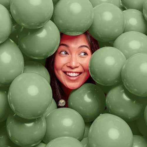 Image of AFTERLOON Biodegradable Natural Rubber Latex Mini Balloons 50 pcs Sage Green 5 Inch, Plastic-Free Alternative Matte Color Durable Thickened Extra Strong Helium Float, Garland Arch Wedding Decor