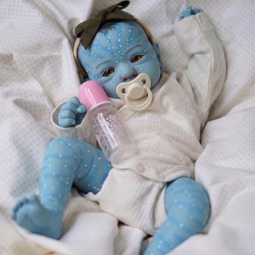 Pinky Lovely 19Inch Reborn Baby Doll Avatar Soft Body Vinyl Realistic Newborn Dolls Painted Hair Real Life Elf Baby Doll Toy for Kids Age 3 +