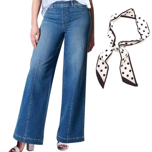 Oprah Jeans, Oprah's Favorite Jeans, Seamed Front Wide Leg Jeans, Womens Oprah Jeans Wide Leg Pull On