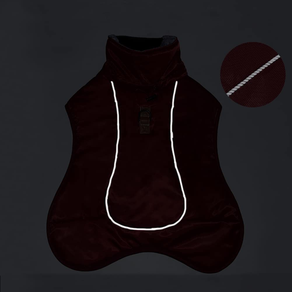 DoggieKit Dog Coats WaterProof Windproof Warm Winter Safe Threaded Reflective Strips Jacket for Medium Large Dogs with Harness Hole Puppy Pet Cold Weather Outfit Clothes Vest (Red - Image 4