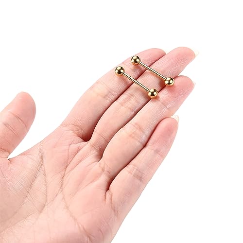 PEAKLINK G23 Titanium Nipple Barbell Nipple Rings Nipple Bars Straight Bar Body Jewelry Barbell Eyebrow Internally Threaded Tongue Piercing 12 14 16G4