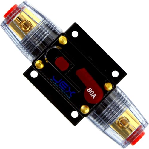 Jex Electronics 80 Amp in-Line Circuit Breaker Stereo/Audio/Car/RV 80A/80AMP Fuse 12V/24V/32V