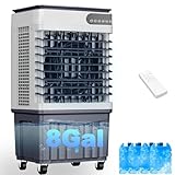 Swamp Cooler Air Conditioners, Large 8-Gal Tank for 72H Cooling, 4-IN-1 Portable evaporative cooler with LED Touch Screen, 3 Fan Speeds, 12H Timer and Remote, 600 sq ft Coverage, Ideal for Large Rooms