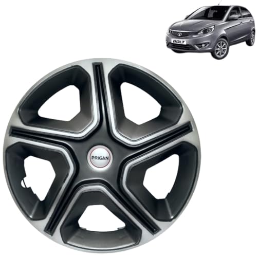 Image of PRIGAN Bolt (XT Only) Grey Silver Wheel Cover 15 inch for Tata Bolt XT (Set of 4 Pcs) (Press Fitting) Model Name- Nexon Grey Silver 15