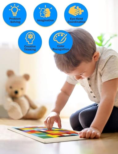 Image of Wooden Russian Blocks Set of 40 Pieces for Kids Adults, Wood Intelligence Puzzle for Ages 3-8,Wooden Puzzles Brain Teasers Toy Educational Gift for 7-10 Years