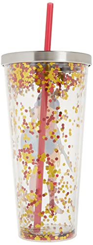Spoontiques - Glitter Filled Acrylic Tumbler - Glitter Cup With Straw - 20 Oz - Stainless Steel Locking Lid With Straw - Double Wall Insulated - Bpa Free - Wonder Woman - Multicolor #TOP1