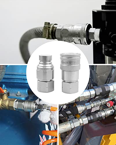 Image of 3 /4 inch NPT Skid Steer Flat Face Hydraulic Quick Connect Couplers with Dust Cap Fits for LX-FF Series, ISO16028 Standard