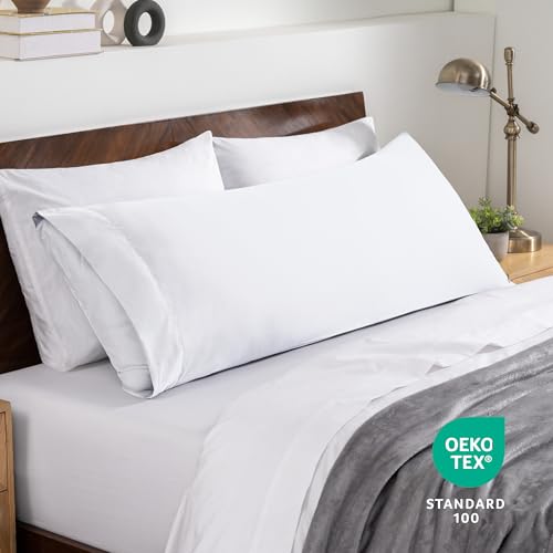 Image of Bare Home Microfiber Body Pillow Cover - Ultra Soft & Cooling - Double Brushed - Envelope Closure - Easy Care (21''x54'' Body Pillow Cover, White)