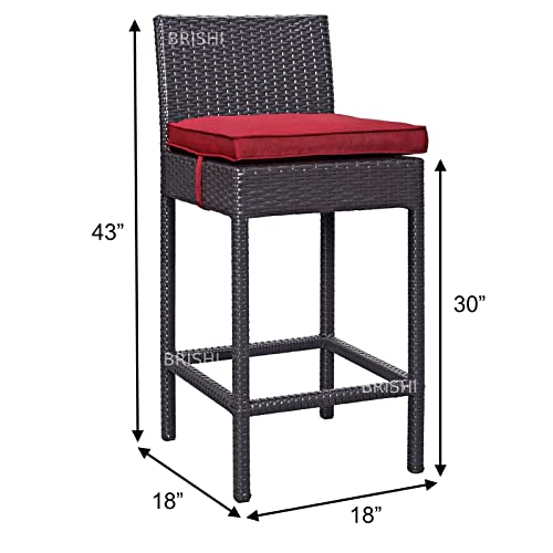 Image of BRISHI Outdoor Bar Set Garden Patio Bar Set 1+4 4 - Chairs and 1 - Table Set Balcony Bar Table with Stool Set (Brown)