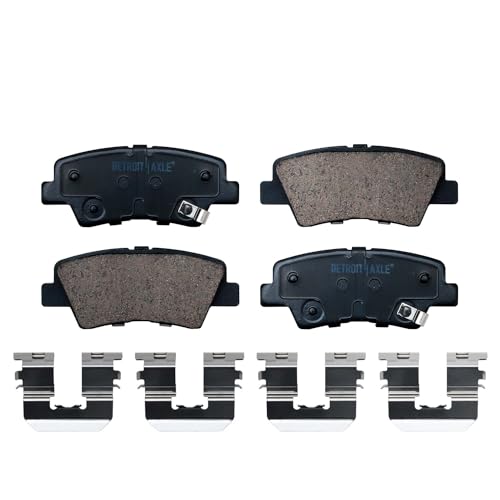 Image of Detroit Axle - Rear Brake Kit for 2012-2017 2019 Hyundai Accent | 2012-2017 Kia Rio, 2013 2014 2015 2016 Disc Brake Rotors Ceramic Brake Pads Replacement 10.32 inch Rotors