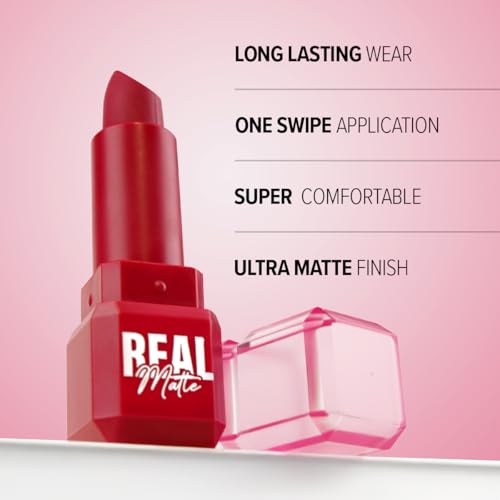 Image of Mila Beaute Real Matte Lipstick | Enriched With Rosehip Extract | Ultra Matte Finish & Long Lasting I Single Swipe, Lightweight & Comfortable - 21-ANTIQUE RED