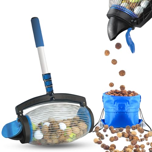 Zozen Nut Gatherer Pecan Picker Upper Walnut Picker Upper Roller Directly Dump Outlet/Also Apply to Hickory Nuts Chestnuts Buckeyes Golf Butternuts Objects Size 3/4 to 2; 1.5 Gallon