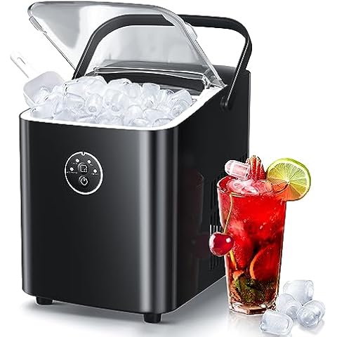 ZAFRO Ice Maker Countertop Ice Machine, 2 Sizes S/L 8 Bullet Ice Ready in 9 Mins, 26.5lbs/24H, Portable Small Ice Maker with Self-Cleaning,Scoop,Basket and Handle,Black for Home/RV/Office/Bar Cover