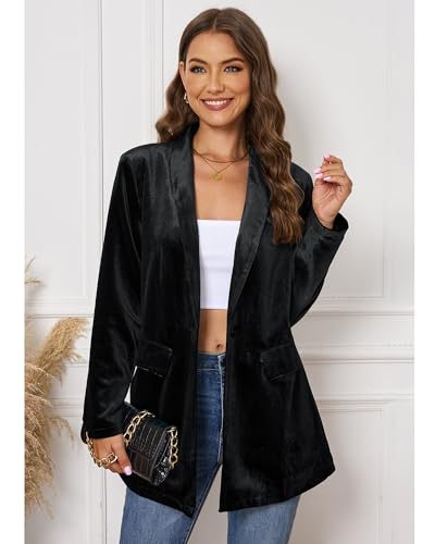 GRAPENT Velvet Blazers Jackets for Women Business Casual Oversized Long Suit Jacket Dressy Cardigan Blazer Work Office2