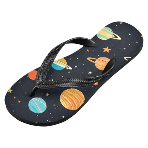 Womens Flip Flops Space PlanetsNon-Slip Casual Beach Slippers Rubber Sandals214B2786