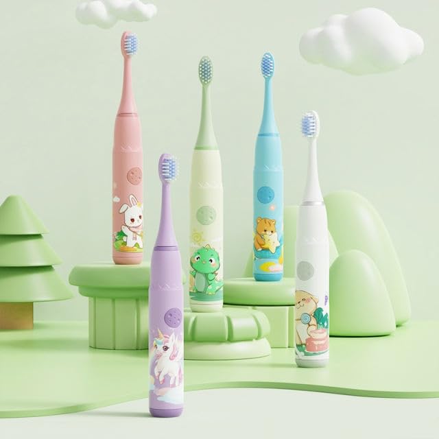 Electric Toothbrush for Kids (green) Ages 3-12 – Includes 5 Replacement Brush Heads & Tooth Brushing Chart – Gentle Cleaning with Soft Bristles, 2-Minute Timer, Fun Habit Tracker – Perfect for Boys & Girls-image-18