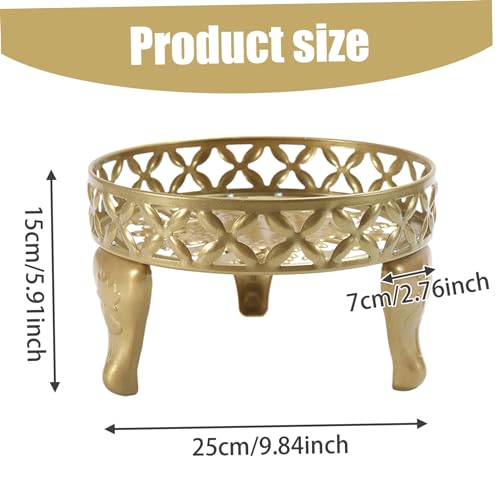 Support pour plantes pot fleur intérieur rond métallique or de 10 pouces