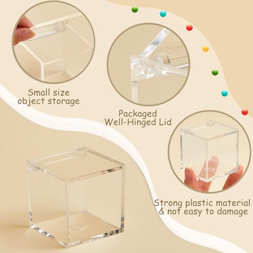 Image of Juexica 12 Pcs Clear Acrylic Boxes with Lid,Flip Style,1.97 x 1.97 x 1.97 | Clear Plastic Boxes with Lids for Organizing and Displaying Jewelry, Candy, Crystals, Crafts, Party Favors and Collectibles