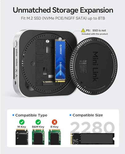 Image of ORICO MiniLink Mac mini M4 USB Hub Compatibility with NVME /SATA M.2 SSD Enclosure, 9-in-1 Aluminum Dock,2 xUSB A 10Gbps, 2 x USB A 2.0,3.0 SD /TF Card Readers, 3.5mm Headphone & Microphone Jacks(M49P)