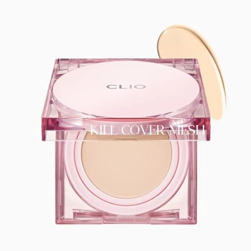 Protección Solar con Estilo: Clio Kill Cover Mesh Glow Cushion SPF 50 CLIO Kill Cover Mesh Glow Base de maquillaje cushion, brillo con cobertura, con recambio, SPF 50+ PA++++, 3 colores, 15 g, *2EA (03 LINEN)