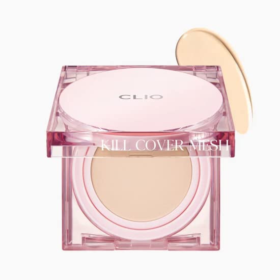 CLIO Kill Cover Mesh Glow Base de maquillaje cushion, brillo con cobertura, con recambio, SPF 50+ PA++++, 3 colores, 15 g, *2EA (03 LINEN)
