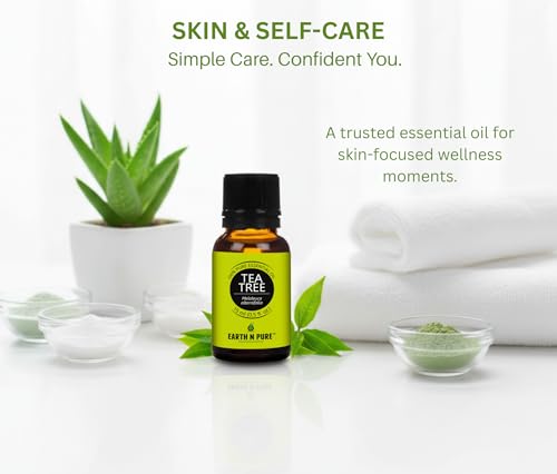 Image of Earth N Pure Tea Tree Essential Oil for Acne, Skin and Scalp Care - 100% Pure Natural Tea Tree Oil for Face, Hair & Aromatherapy - Steam Distilled - 30ml