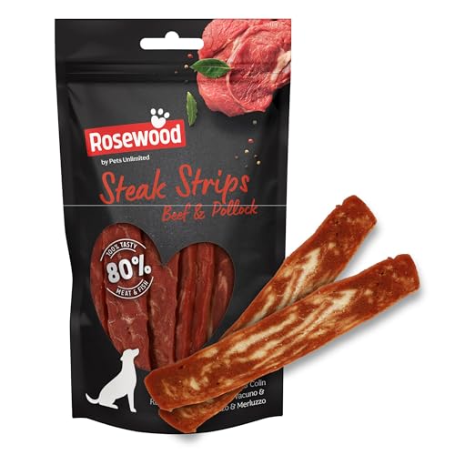 Rosewood Steak Strips for Dogs - Made with Beef and Pollock,