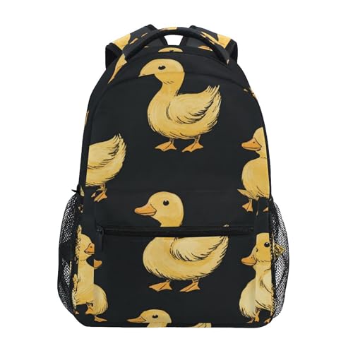 Cartoon Yellow Duck Backpack Laptop Tablet Travel School Backpack with Name Tag for Boys Girls