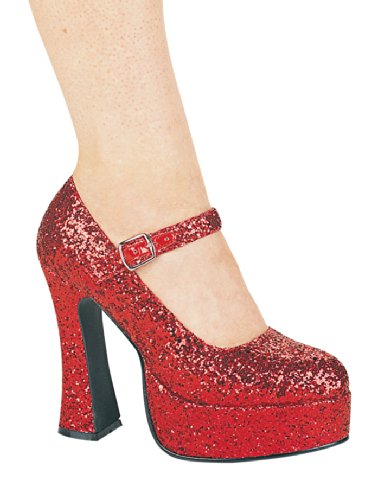 ELLIE 557-EDEN-G Women 5" Chunky Heel Sexy Glitter Mary Jane Platform Pump, Color:Red Glitter, Size:142