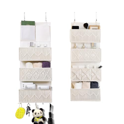 Image of janebeauties Nursery Over The Door Organizer 2PCS, Boho Decor Nursery Storage, Macrame Nursery Organizers and Toys Storage, Behind Door for Bathroom, Bedroom