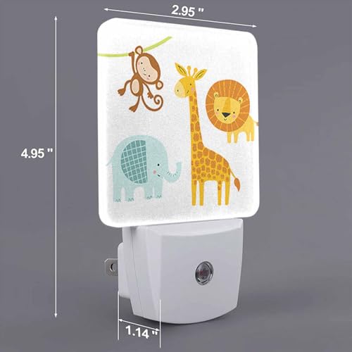 Image of LED Night Light,Cute Jungle Animal LED Night Light Plug into Wall with Dusk to Dawn Light Sensor White Energy Efficient Nightlight for Bedroom Bathroom Hallway Living Room Kitchen