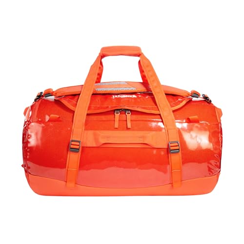 Image of Tatonka Barrel 65L - Wasserfeste Reisetasche mit Rucksackfunktion, grosser Offnung, gepolstertem Boden und abschliessbarem Reissverschluss, Red Orange, 65 Litres, Durable travel bag with stowable