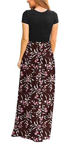Image of DEARCASE Maxi Dress for Women Short Sleeve Casual Summer Loose Plain Comfy Long Dresses with Pockets