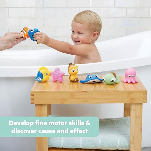 Image of Disney Finding Nemo Just Keep Splashing 8 Piece Bath Set by Bright Starts, Featuring Nemo, Dory, Crush and More Baby Bath Squirter Toys, Unisex, 9 Months+