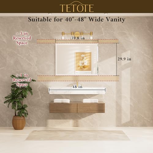 Image of TETOTE 40 inch x 30 inch Bathroom Vanity Mirror Beveled Frameless Rectangle Tempered Wall Mirror for Vanity, Bathroom, Horizontal /Vertical
