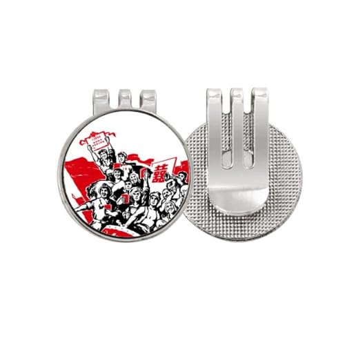 Marqueur de balle de golf en porcelaine rouge émaillée avec fixation magnétique robuste