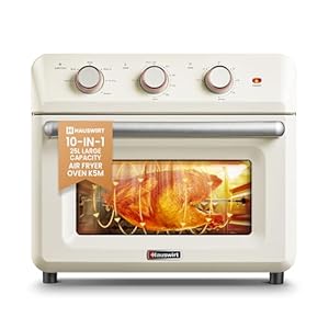 Hauswirt Air Fryer Toaster Oven Combo K5M, 10-in-1 Rotisserie Oven 26.4QT, Convection Oven Countertop with Grill Rotisserie Kit 1600W, 200°F – 450°F, Non-Stick,White