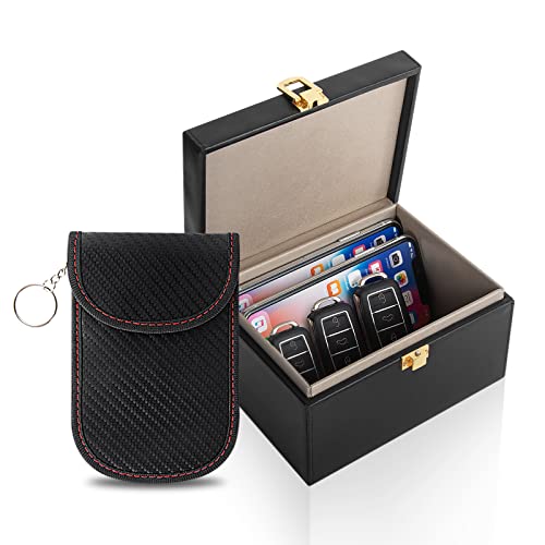 Nestling Keyless Go Schutz Autoschlüssel Box, Faraday Box für Autoschlüssel, Große RFID Blocker Box mit 2 Autoschlüssel Schutz Keyless Faraday Tasche, Diebstahlsicherungs Keyless Go Schutz Box