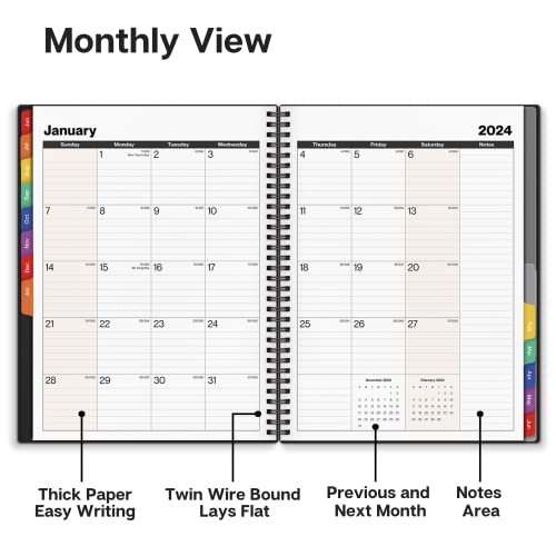 Dunwell Weekly Monthly Planner 2023-2024 (Colorful) - 8.5 X 11 Large Academic Planner Notebook, Use Now To June 2024, Spiral Bound Weekly Planner Calendar With Tabs, Bookmark, Daily Schedule Planner #TOP1