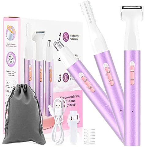 UTOTEBAG Nose Hair Trimmer for Women, 3 in 1 Rechargeable Ear and Nose Hair Trimmer for Women, Painless Eyebrow Trimmer & Body Hair Trimmer for Nose, Ear, Eyebrow, Arms, Legs Cover