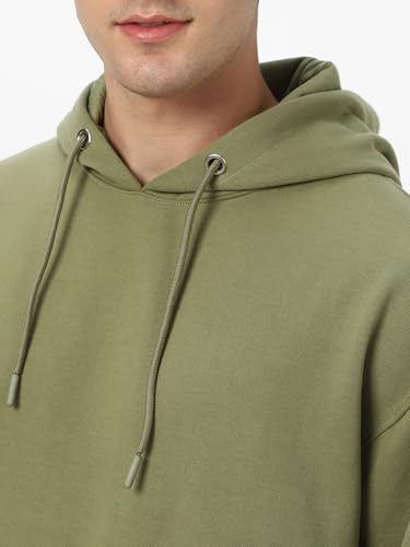 Image of Urbano Fashion Men's Cotton Solid Oversized Hooded Neck Sweatshirt