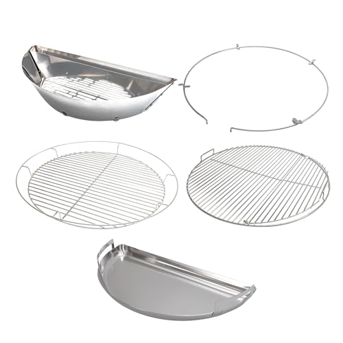 Slow N Sear Deluxe Charcoal Basket Insert for 22 Weber Kettle Grills Patented Stainless Steel Two-Zone Cooking Accessory with Removable Water Reservoir for Low & Slow Smoking and Searing product thumbnail 14