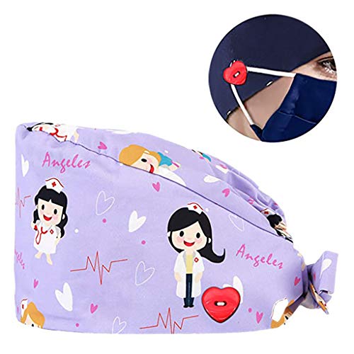 riou Gorro Quirúrgico Flor Corbata Algodón Gorro de Cirugía Ajustable Médico Enfermera Gorro Quirofano Reutilizable para Pelo Largo Corto Gorro de Trabajo