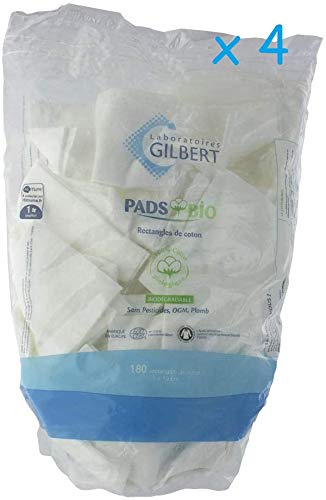 Gilbert Rectangles de Coton Bio Lot de 4 x180 cotons