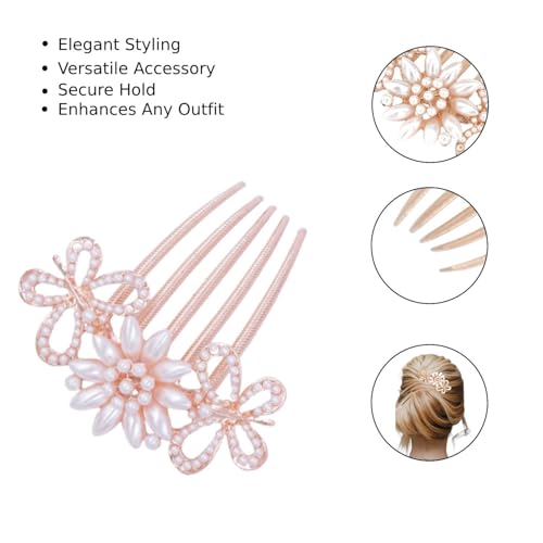 Image of BellaStella Premium Rhinestone Flower Hair Comb Hairpin Hair Dressing For Wedding Prom (Pack of 1) (Pearl White)