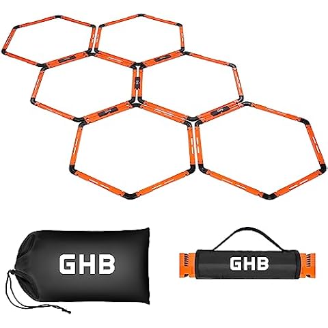 GHB Hex Agility Rings Speed Rings with Carrying Bag 6 Set Portable Hexagon Rings, Agility Hurdles for Agility Footwork Training (Orange) Cover