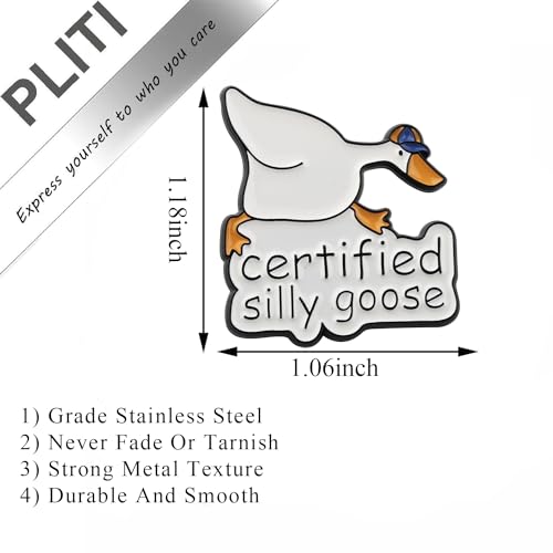 Image of PLITI Goose Gift Goose Lover Gift Goose Owner Gift Goose Game Gift Certified Silly Goose Brooch Pin For Farmer