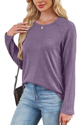 Image of OFEEFAN Long Sleeve Shirts for Womens Fall Fashion 2026 Crewneck Oversized Sweatshirt Tunic Tops to Wear with Leggings